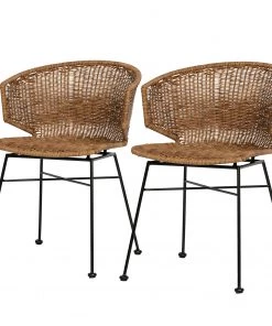 Red Living Esszimmerstuhl Malvan (2er-Set) - Polyrattan / Stahl - Polyrattan / Schwarz