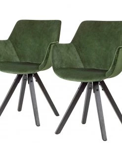 Loftscape Armlehnenstuhl Newport III (2er-Set) - Olivgrün - Schwarz