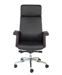 Fredriks Bürostuhl Weld - Echtleder / Walnuss Furnier / Metall - Schwarz / Walnuss / Aluminium -Deutschland Stühle Verkaufs-Shop 1000310647 220826 030 DETAILS P000000001000310647