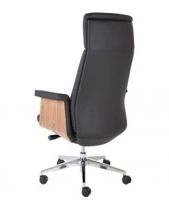 Fredriks Bürostuhl Weld - Echtleder / Walnuss Furnier / Metall - Schwarz / Walnuss / Aluminium -Deutschland Stühle Verkaufs-Shop 1000310647 220826 032 DETAILS P000000001000310647
