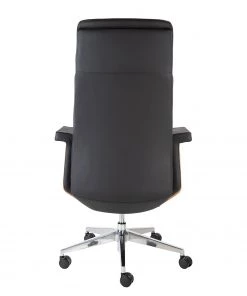 Fredriks Bürostuhl Weld - Echtleder / Walnuss Furnier / Metall - Schwarz / Walnuss / Aluminium -Deutschland Stühle Verkaufs-Shop 1000310647 220826 033 DETAILS P000000001000310647