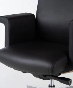 Fredriks Bürostuhl Weld - Echtleder / Walnuss Furnier / Metall - Schwarz / Walnuss / Aluminium -Deutschland Stühle Verkaufs-Shop 1000310647 220826 036 DETAILS P000000001000310647