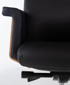 Fredriks Bürostuhl Weld - Echtleder / Walnuss Furnier / Metall - Schwarz / Walnuss / Aluminium -Deutschland Stühle Verkaufs-Shop 1000310647 220826 037 DETAILS P000000001000310647