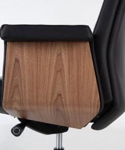Fredriks Bürostuhl Weld - Echtleder / Walnuss Furnier / Metall - Schwarz / Walnuss / Aluminium -Deutschland Stühle Verkaufs-Shop 1000310647 220826 039 DETAILS P000000001000310647