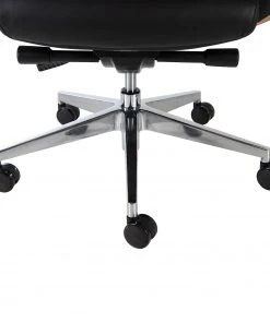 Fredriks Bürostuhl Weld - Echtleder / Walnuss Furnier / Metall - Schwarz / Walnuss / Aluminium -Deutschland Stühle Verkaufs-Shop 1000310647 220826 041 DETAILS P000000001000310647