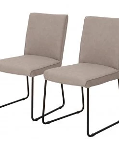 Now! by hülsta Polsterstuhl hülsta now S23 II (2er-Set) - Kunstleder / Stahl - Taupe / Schwarz