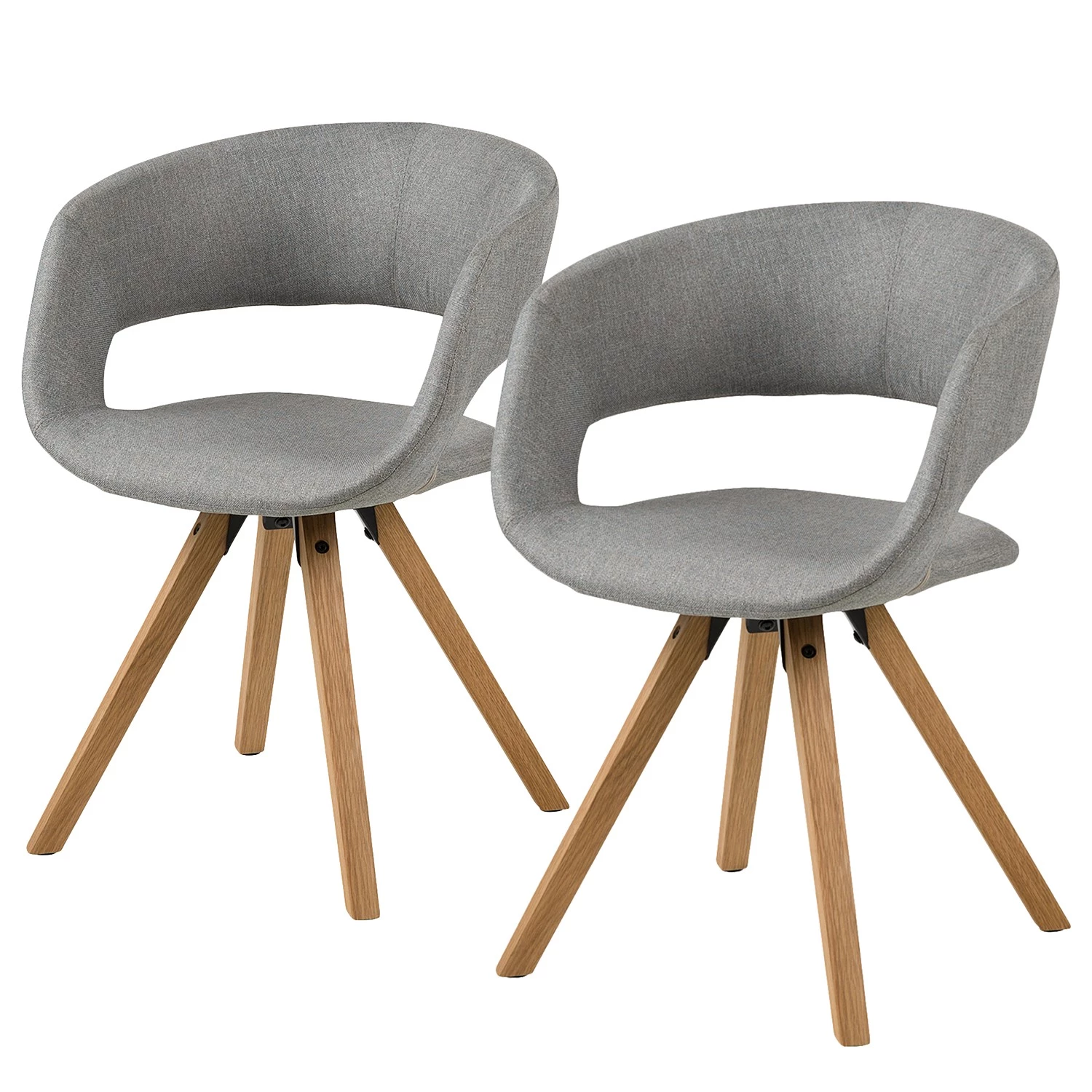 Mørteens Armlehnenstuhl Buggio - Webstoff / Gummibaum massiv - Webstoff Cors: Granit - 2er Set 1 Mørteens Armlehnenstuhl Buggio - Webstoff / Gummibaum massiv - Webstoff Cors: Granit - 2er Set