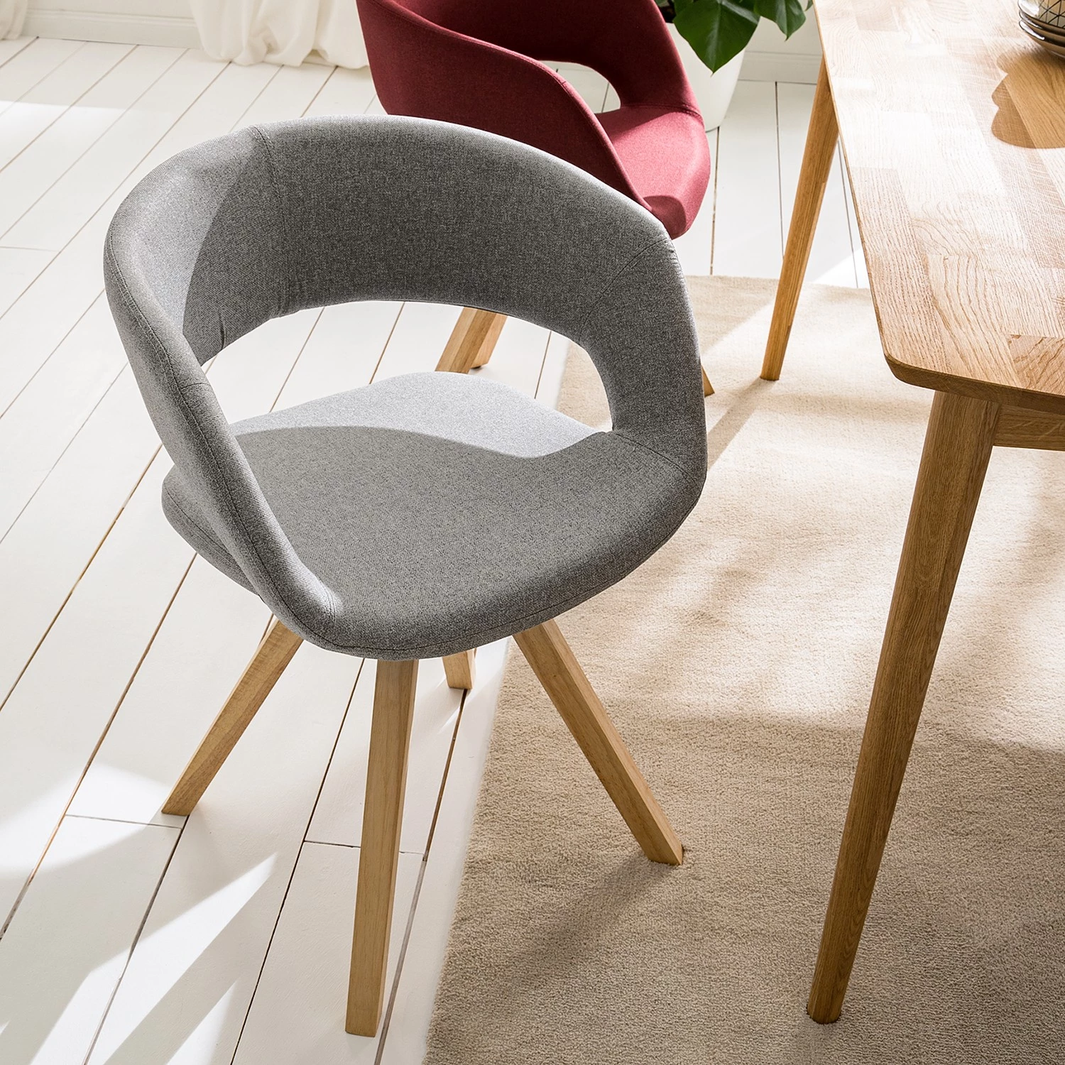 Mørteens Armlehnenstuhl Buggio - Webstoff / Gummibaum massiv - Webstoff Cors: Granit - 2er Set 2 Mørteens Armlehnenstuhl Buggio - Webstoff / Gummibaum massiv - Webstoff Cors: Granit - 2er Set – Bild 2