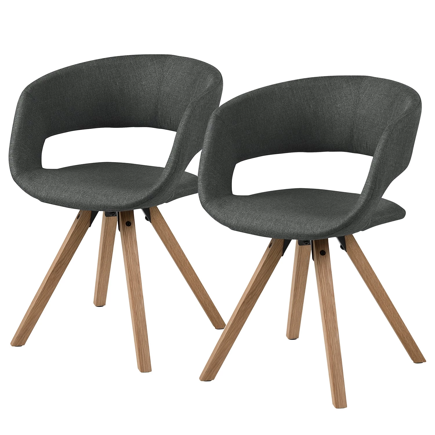 Mørteens Armlehnenstuhl Buggio - Webstoff / Gummibaum massiv - Webstoff Cors: Dunkelgrau - 2er Set 1 Mørteens Armlehnenstuhl Buggio - Webstoff / Gummibaum massiv - Webstoff Cors: Dunkelgrau - 2er Set