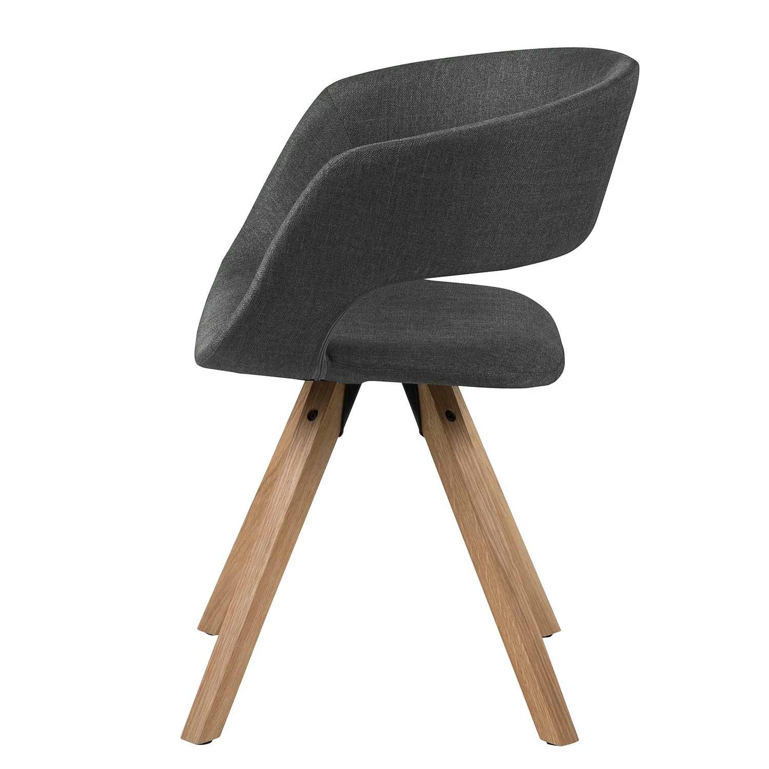 Mørteens Armlehnenstuhl Buggio - Webstoff / Gummibaum massiv - Webstoff Cors: Dunkelgrau - 2er Set 5 Mørteens Armlehnenstuhl Buggio - Webstoff / Gummibaum massiv - Webstoff Cors: Dunkelgrau - 2er Set – Bild 5