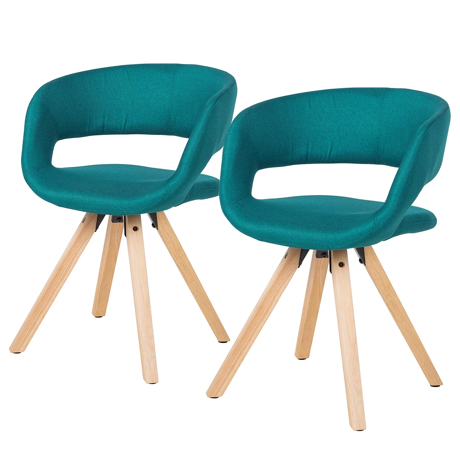 Mørteens Armlehnenstuhl Buggio - Webstoff / Gummibaum massiv - Webstoff Cors: Petrol - 2er Set 1 Mørteens Armlehnenstuhl Buggio - Webstoff / Gummibaum massiv - Webstoff Cors: Petrol - 2er Set