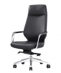 Fredriks Bürostuhl Lavaur - Kunstleder / Aluminium - Schwarz / Silber