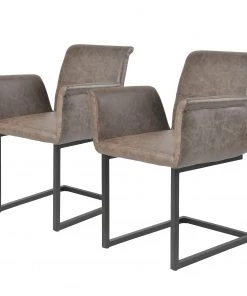 Loftscape Armlehnenstuhl Friedolin (2er-Set) - Vintage Dunkelbraun