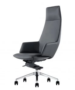 Fredriks Bürostuhl Lowa - Echtleder / Aluminium - Grau / Silber