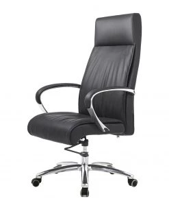 Fredriks Bürostuhl Lazaro - Echtleder / Aluminium - Schwarz / Chrom