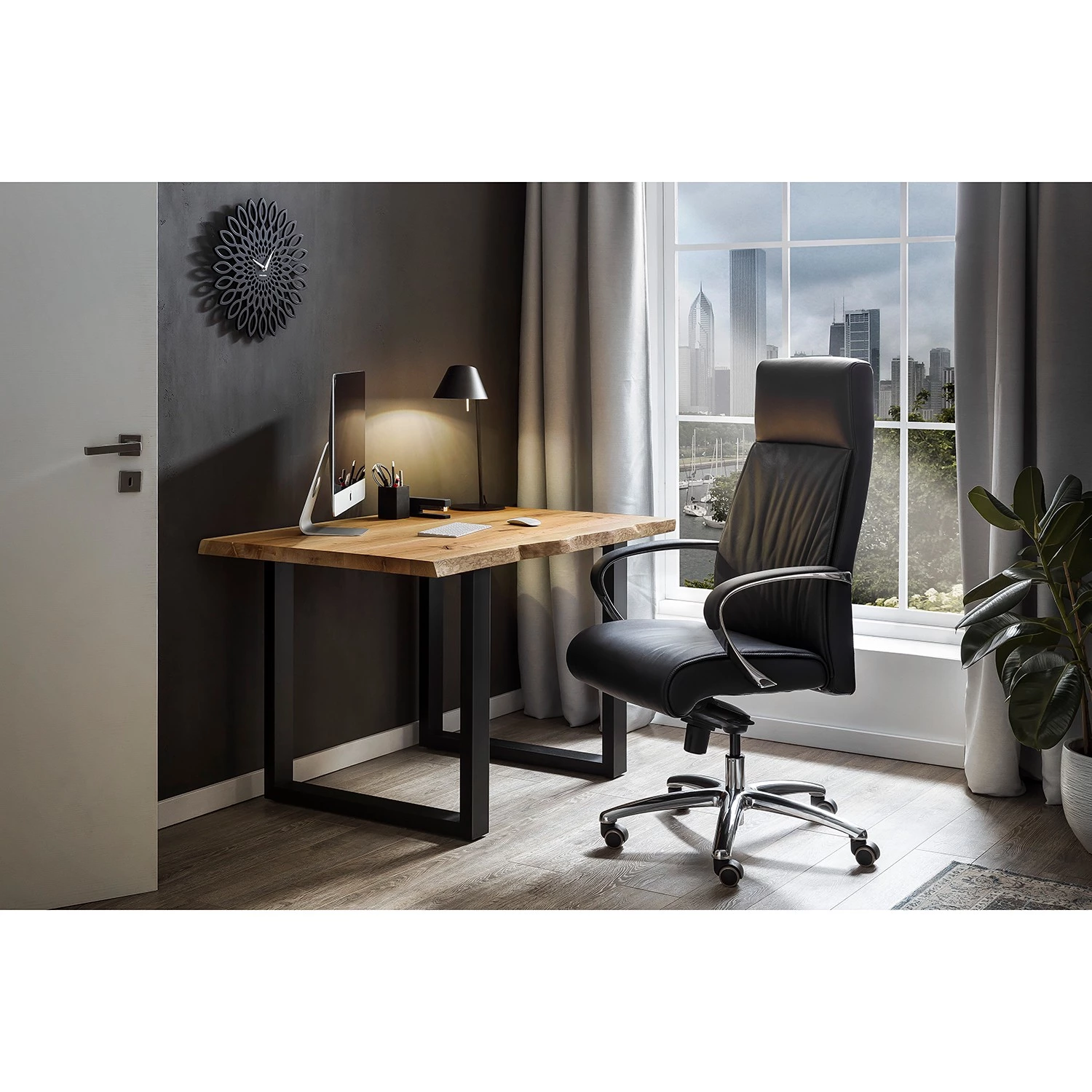 Fredriks Bürostuhl Lazaro - Echtleder / Aluminium - Schwarz / Chrom 2 Fredriks Bürostuhl Lazaro - Echtleder / Aluminium - Schwarz / Chrom – Bild 2