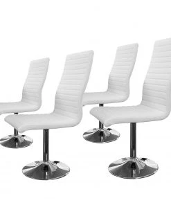 Loftscape Polsterstuhl Firmi (4er-Set) - Kunstleder / Eisen - Weiß / Chrom