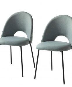 Mørteens Polsterstuhl Ikley - Webstoff / Metall - Schwarz - Mintgrau - 2er Set