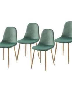 Jack & Alice Polsterstuhl Iskmo VIII - Samt / Metall - Eiche Dekor - Mintgrün - 4er Set