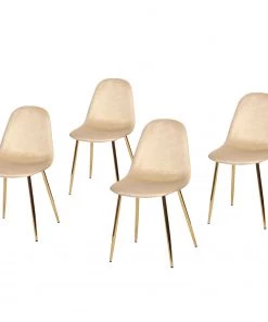 Jack & Alice Esszimmerstuhl Yoyce II - Samt Tiru: Beige - 4er Set