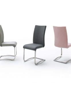 Fredriks Freischwinger Marco II - Flachgewebe / Edelstahl - Anthrazit - 4er Set -Deutschland Stühle Verkaufs-Shop 1000313228 211209 14223000068 DETAILS P000000001000313228