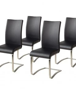 Fredriks Freischwinger Marco - Kunstleder Putri: Schwarz - 4er Set