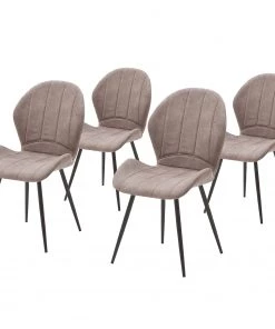 Loftscape Esszimmerstuhl Liena - Microfaser / Metall - Schwarz - Vintage Sand - 4er Set