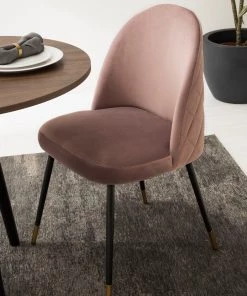 Jack & Alice Polsterstuhl Farum - Samt / Stahl - Schwarz - Samt Zala: Altrosa - 2er Set -Deutschland Stühle Verkaufs-Shop 1000313393 211208 12180300035 MOOD DETAILS P000000001000313393 mood