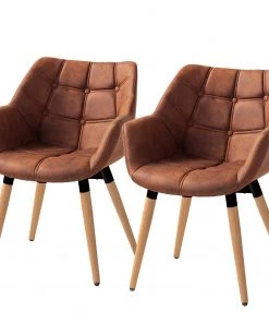 Mørteens Armlehnenstuhl Lamppi - Microfaser / Eiche massiv - Microfaser Colby: Vintage Cognac - 2er Set