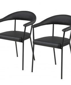 Loftscape Armlehnenstuhl Otava (2er-Set) - Kunstleder / Eisen - Schwarz