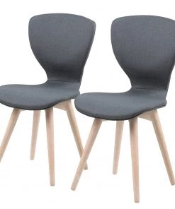 Loftscape Polsterstuhl Monreale (2er-Set) - Webstoff / Eiche massiv - Grau / Eiche