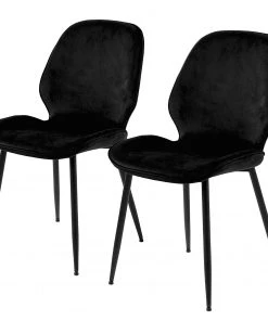 Loftscape Polsterstuhl Kerang II (2er-Set) - Samt / Eisen - Schwarz