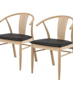 Loftscape Esszimmerstuhl Porras I (2er-Set) - Schwarz / Eiche hell