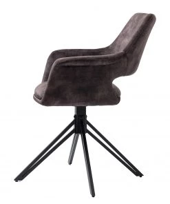 Loftscape Armlehnenstuhl Moala II (2er-Set) - Samt / Stahl - Vintage Grau / Schwarz -Deutschland Stühle Verkaufs-Shop 1000329352 220203 161419000040 DETAILS P000000001000329352