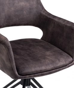 Loftscape Armlehnenstuhl Moala II (2er-Set) - Samt / Stahl - Vintage Grau / Schwarz -Deutschland Stühle Verkaufs-Shop 1000329352 220203 161419000060 DETAILS P000000001000329352