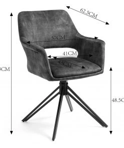 Loftscape Armlehnenstuhl Moala II (2er-Set) - Samt / Stahl - Vintage Grau / Schwarz -Deutschland Stühle Verkaufs-Shop 1000329352 220203 1614200000500 SKETCH DETAILS P000000001000329352 sketch