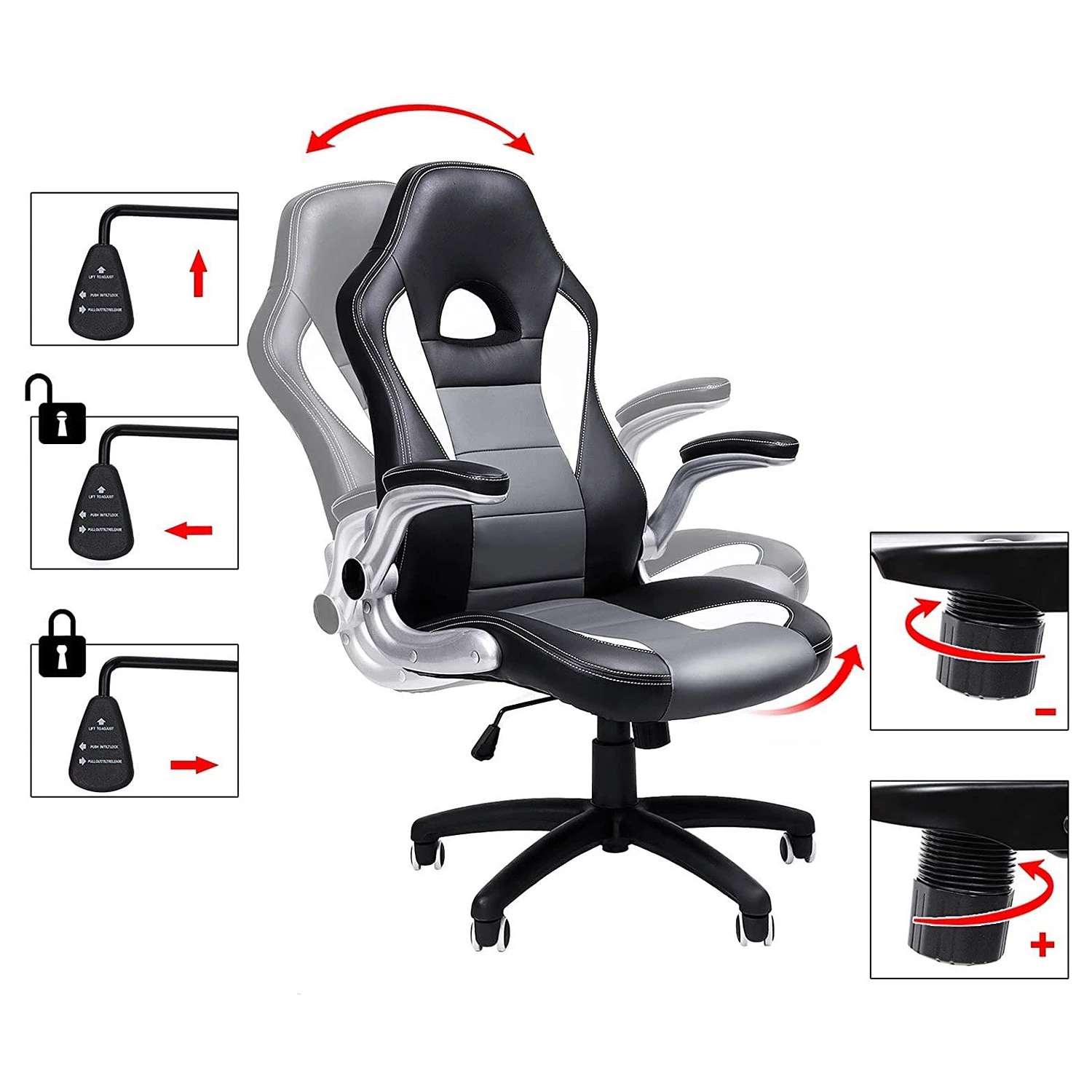 Loftscape Chefsessel Milnor - Schwarz / Grau 10 Loftscape Chefsessel Milnor - Schwarz / Grau – Bild 10