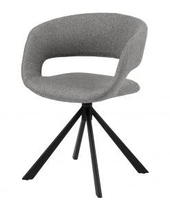 Loftscape Armlehnenstuhl Mornico - Webstoff / Eisen - Hellgrau / Schwarz