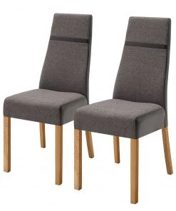 Norrwood Polsterstuhl Reila (2er-Set) - Anthrazit - Eiche Hell