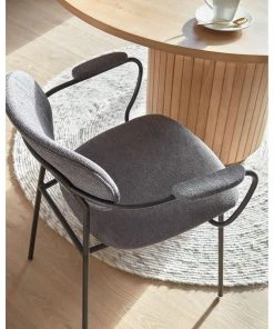 Loftscape Armlehnenstuhl Sean II (2er-Set) - Chenille / Stahl - Grau / Schwarz -Deutschland Stühle Verkaufs-Shop 1000340215 220414 021 MOOD DETAILS P000000001000340215 mood