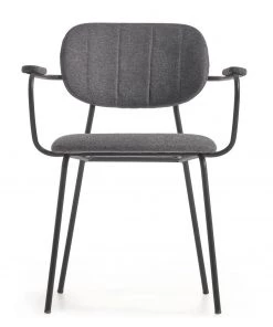 Loftscape Armlehnenstuhl Sean II (2er-Set) - Chenille / Stahl - Grau / Schwarz -Deutschland Stühle Verkaufs-Shop 1000340215 220414 030 DETAILS P000000001000340215