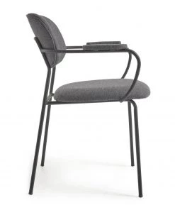 Loftscape Armlehnenstuhl Sean II (2er-Set) - Chenille / Stahl - Grau / Schwarz -Deutschland Stühle Verkaufs-Shop 1000340215 220414 035 DETAILS P000000001000340215