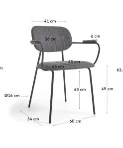 Loftscape Armlehnenstuhl Sean II (2er-Set) - Chenille / Stahl - Grau / Schwarz -Deutschland Stühle Verkaufs-Shop 1000340215 220414 500 SKETCH DETAILS P000000001000340215 sketch