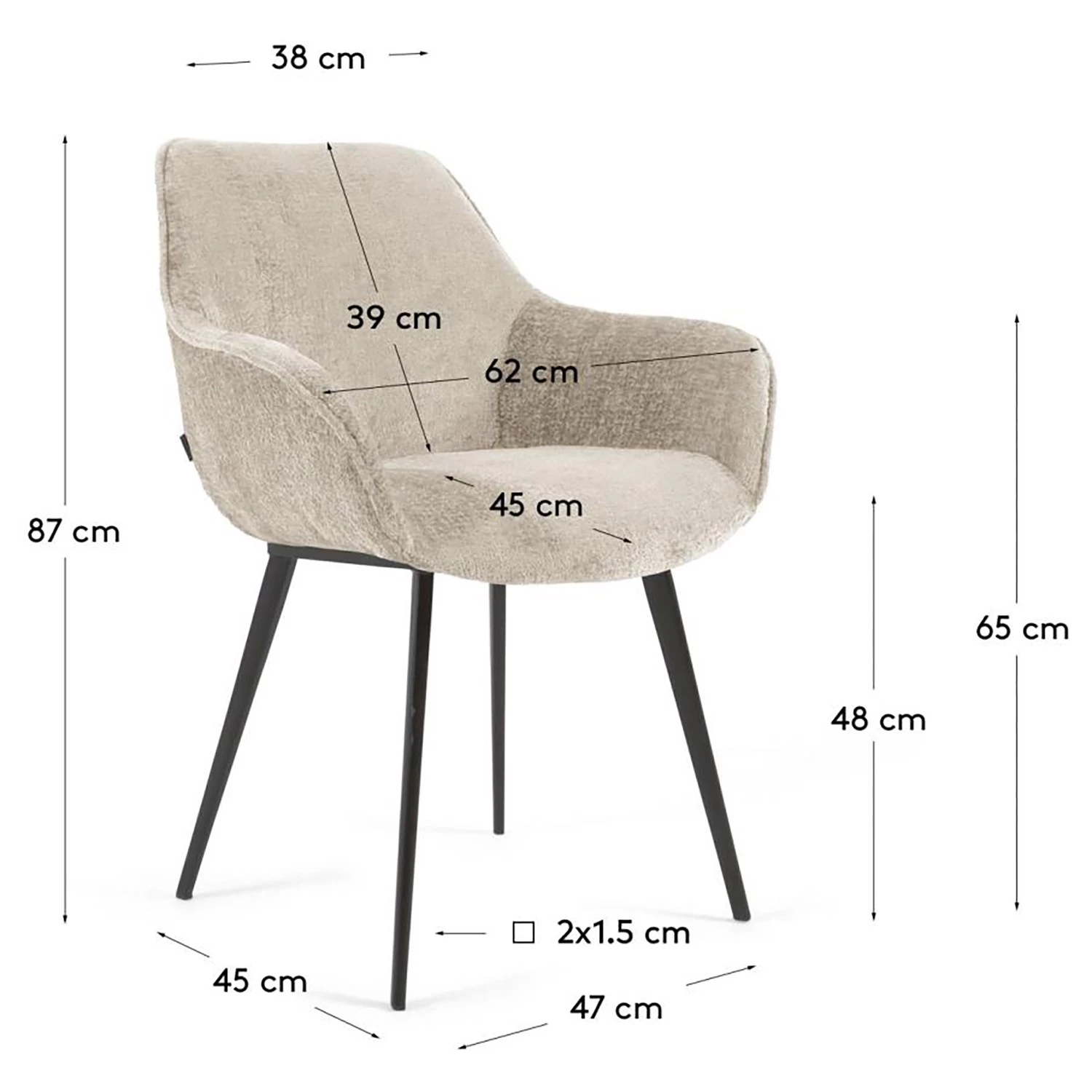 Loftscape Armlehnenstuhl Sophie (2er-Set) - Elfenbein 11 Loftscape Armlehnenstuhl Sophie (2er-Set) - Elfenbein – Bild 11