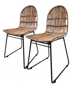 Tom Tailor Esszimmerstuhl Monrovia (2er-Set) - Rattan / Stahl - Rattan / Schwarz