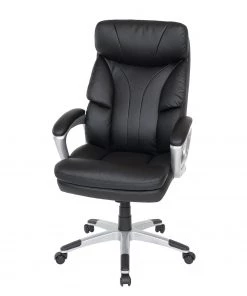 Duo Collection Chefsessel Theodor XXL - Kunstleder / Nylon - Schwarz / Silber