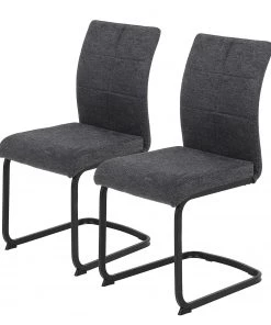 Red Living Freischwinger Playa II (2er-Set) - Webstoff / Stahl - Grau / Schwarz