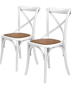 Butlers Esszimmerstuhl CROSS COUNTRY (2er-Set) - Ulmenholz / Rattan - Weiß