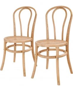 Butlers Esszimmerstuhl WIENER MELANGE (2er-Set) - Ulmenholz / Rattan - Natur