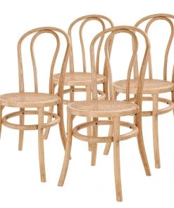 Butlers Esszimmerstuhl WIENER MELANGE (4er-Set) - Ulmenholz / Rattan - Natur